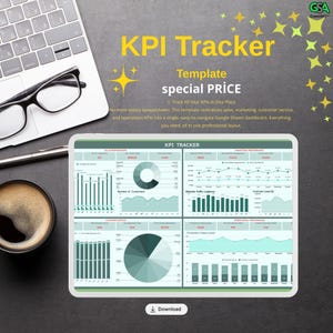 KPI Tracker Google Sheets Template | Business Performance Dashboard Spreadsheet | Digital Download