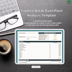 Break-Even Point Analysis Template | Profit & Loss Calculator Spreadsheet | Google Sheets Business Finance Tracker