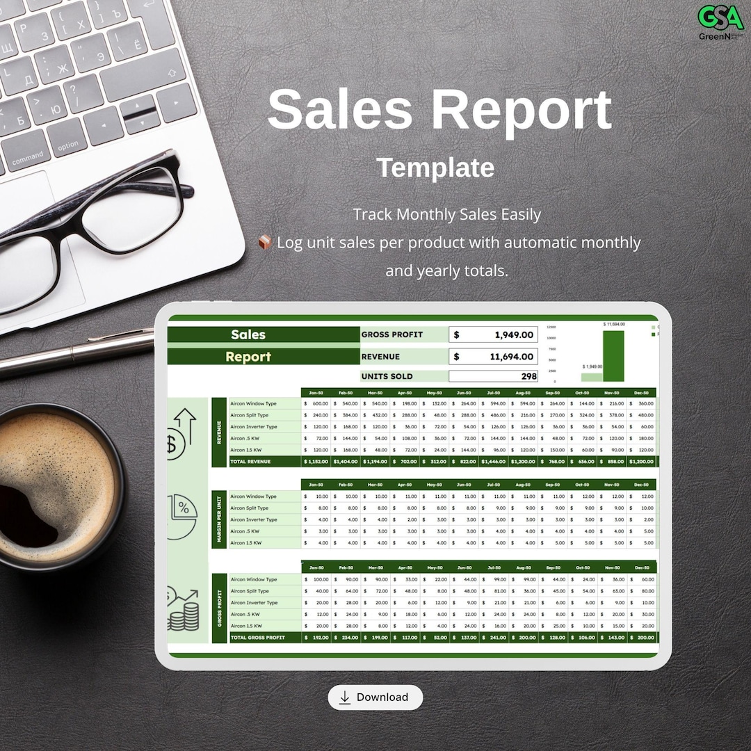 Sales Report Template for Google Sheets: Monthly Performance Dashboard ...