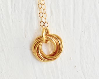 Infinity Necklace - Dainty Love Knot Necklace - Golden Mobius Chaimaille Necklace - 14k Gold - By BALOOS STUDIO