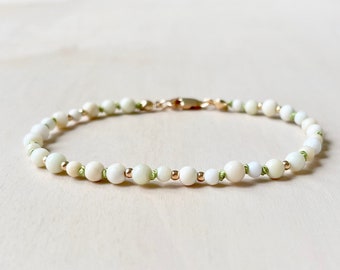 Green Jade Hand Knotted on Green Silk Bracelet | AAA Grade Gemstones | Gold Filled Tiny Beads | 4mm Beads | Minimalist