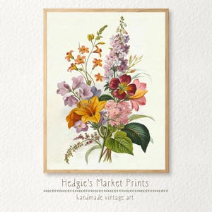 Wildflowers Vintage Botanical Illustration | Antique Botanical Wall Art | Country/Cottagecore Farmhouse Decor | Digital PRINTABLE