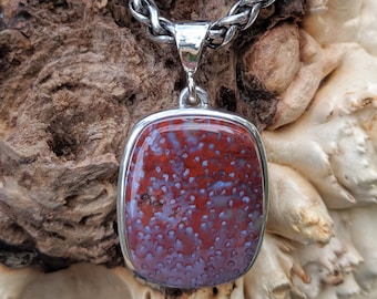 Indonesian petrified palm set in hand engraved Continuum sterling silver pendant