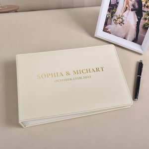Personalized Eco Leather Wedding Guest Book: Instant Photo Album