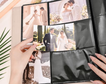 Personalized Custom Couple Photo Album with Sleeves for 4x6 Photos, Slip-In Family Photo Album, Wedding Memory Book