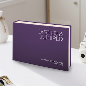Wedding Guest Book with White Lettering – Personalized Instax Photo Album, Polaroid Guestbook for Wedding
