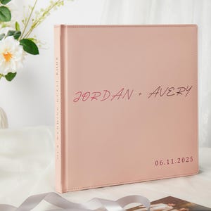Libro degli ospiti personalizzato per matrimonio rosa, copertina con cuciture ad anello vintage, libro delle firme per fidanzamento, regalo per anniversario di matrimonio, regalo per la sposa