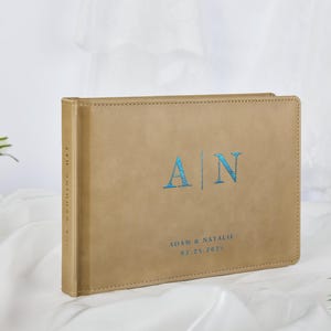 Libro degli ospiti personalizzato per matrimonio, libro in pelle riciclata ecologica, album fotografico Polaroid, album di ritagli per fidanzamento e anniversario, ricevimento di nozze