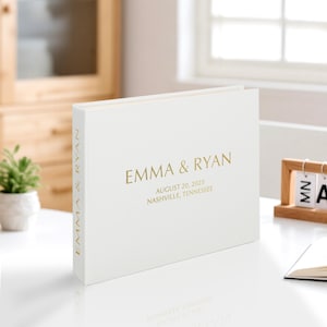 Personalized White Wedding Guest Book & Photo Album Keepsake – Custom Bridal Memory Book for Photos and Messages