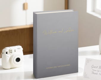 Personalized Charcoal Gray Wedding Guest Book: Instax Photo Album