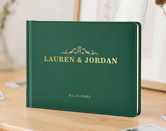 Personalized Leather Wedding Guest Book: Minimalist Keepsake Journal