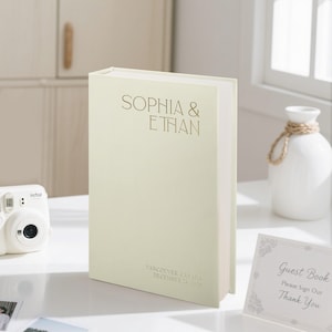 Handmade Natural Textile Instax & Polaroid Wedding Guest Book – Elegant Ivory Cream Fabric-Covered Photo Album