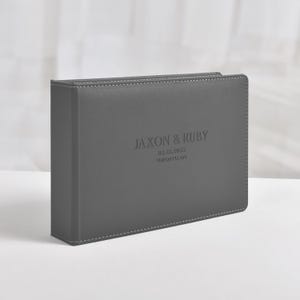 Grey Wedding Guest Book, Rounded Corner Photo Album for all Photo Sizes, Personalized Instax Mini Wide Square Album, Photo Booth Book