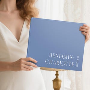 Personalized Luxury Wedding Slip-in for Instax or Polaroid Pictures,  Instant Photos,Dusty Blue Guest Book ,