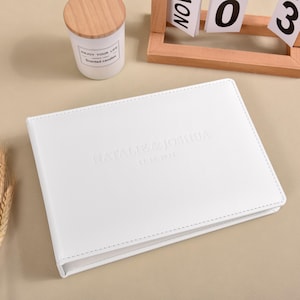 Personalized Eco Leather Wedding Guest Book, Custom Photo Guestbook for 2x6 & 4x6 Pictures, Photo Booth Album Alternative