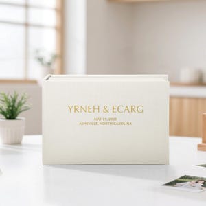 Personalized Wedding Guest Book & Instax Photo Album with Light Gold Foil – Custom Bridal Keepsake
