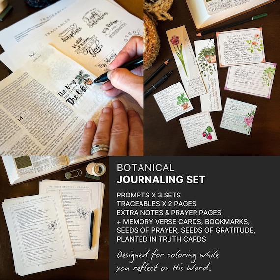 Botanical Journaling Set: Traceables, Study Prompts, Memory Verse Cards and Tracker (digital)