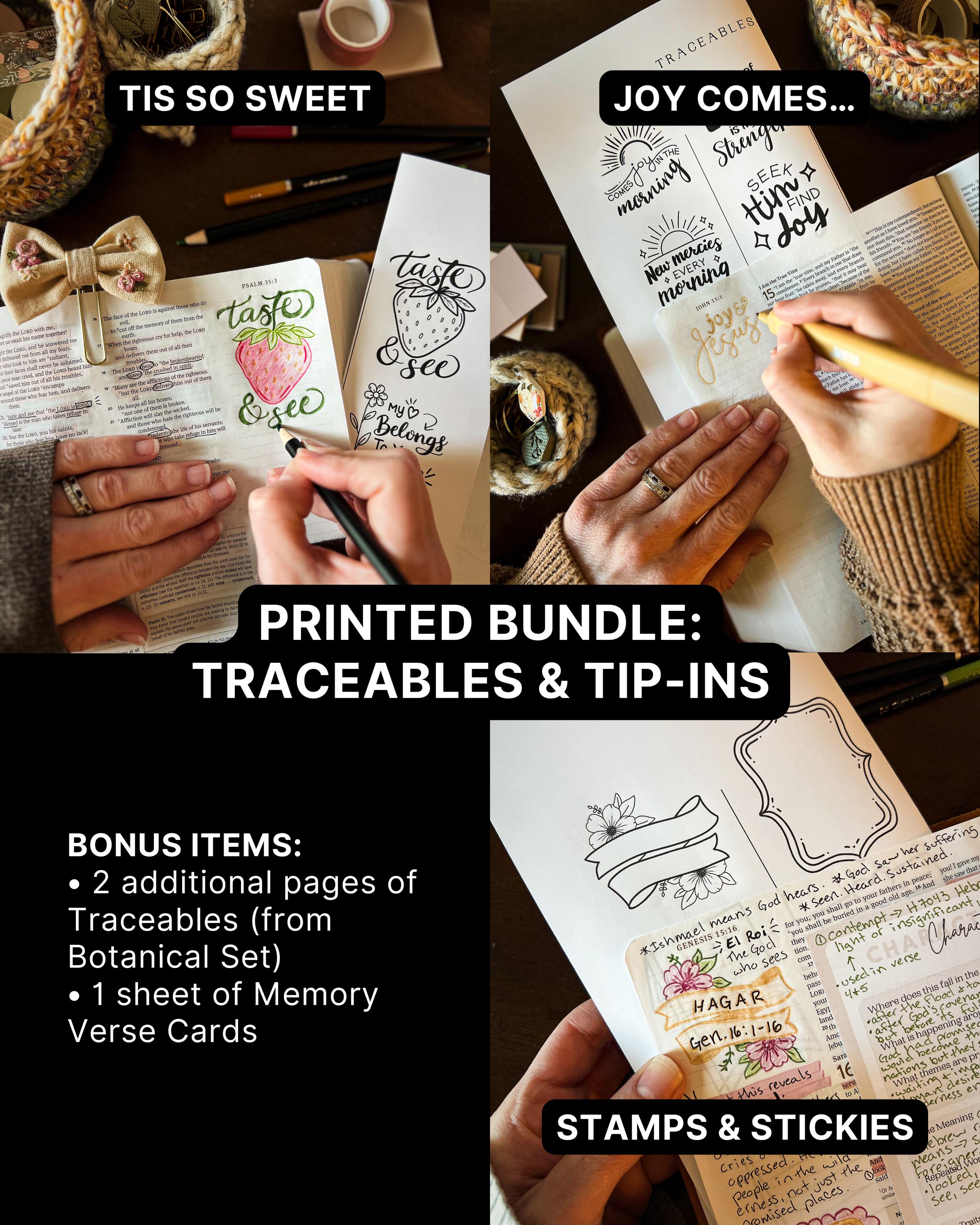 Bible Journaling Bundle (printed) With Traceables and Bible Tip-ins - Etsy