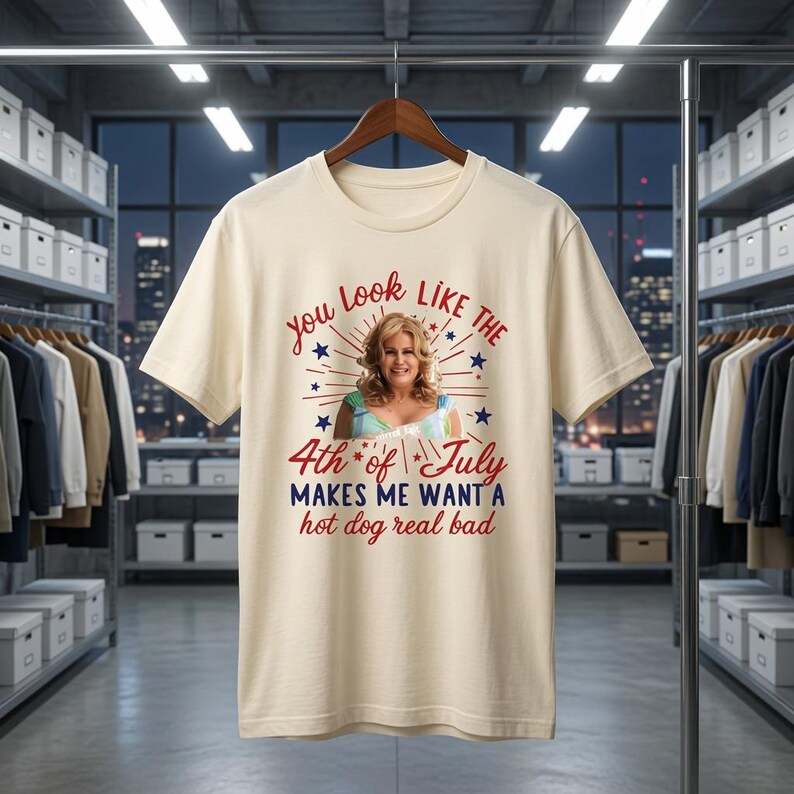 Rolig 4 juli-t-shirt, blond bombshell varmkorv ordvits t-shirt Ivory