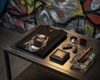 Lil Wayne Porträtt T-shirt, Rundkrage, Hoodie, Rapper Merch, DTF-tryck
