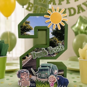 Trash Bash 3D Letter Centerpiece, Garbage Truck Birthday Decor, Trash Truck Party Decoration, Custom Cardstock Number, Birthday Table Decor