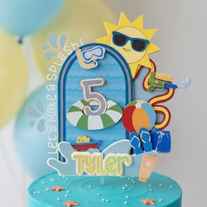 3D Pool Party Cake Topper: Custom Summer Birthday Decoration
