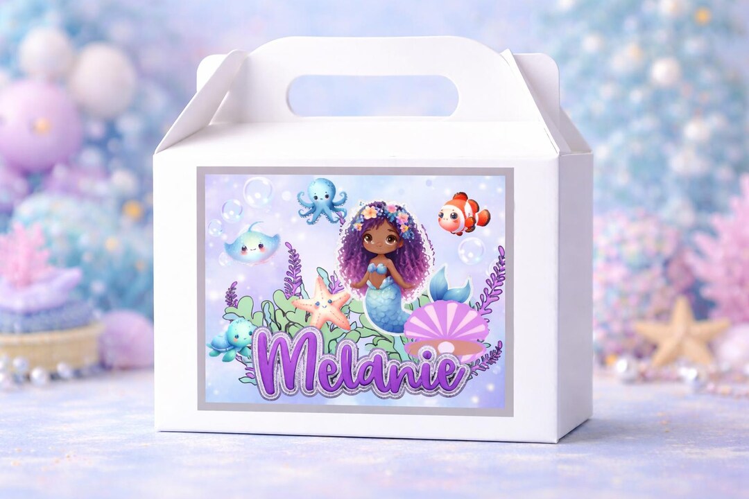 Mermaid Party Favor Boxes | Personalized Under the Sea Goodie Boxes ...