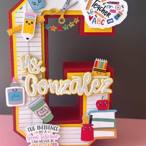 Carta personalizada en 3D para el maestro, Día de agradecimiento al maestro, Regalo personalizado de fin de año para el maestro, Carta de regreso a clases, Decoración de escritorio para maestro hecha a mano