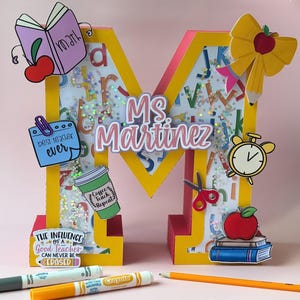 Carta personalizada en 3D para el maestro, Día de agradecimiento al maestro, Regalo personalizado de fin de año para el maestro, Carta de regreso a clases, Decoración de escritorio para maestro hecha a mano