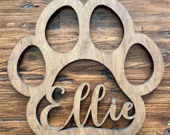 Paw Print Name Sign for Dogs Name Sign for Animal Lovers Paw Print Sign for Dogs with name