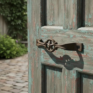 Star Cabinet Pull, Western Cast Iron Drawer Handle Hardware, 6.3"