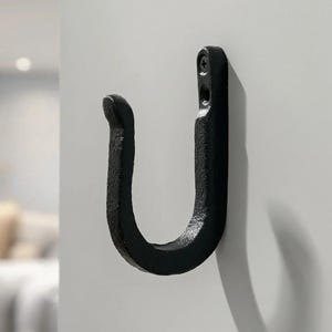 Utility Wall Hook, Black Cast Iron, Heavy Duty for Coats, Towels or Bags, 3"