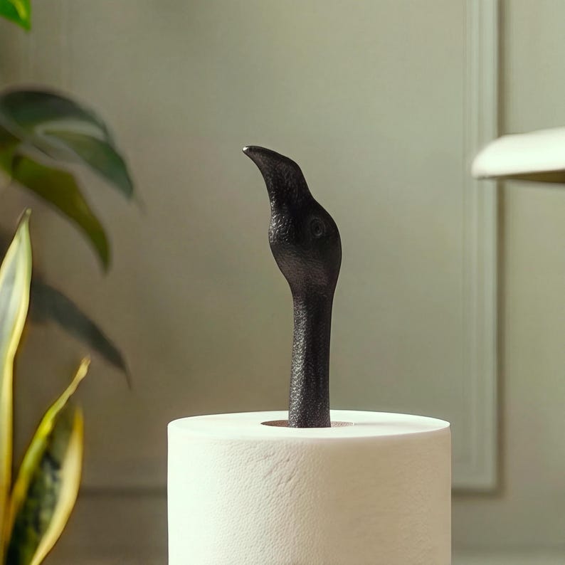 Flamingo Toilet Paper Holder, Black Cast Iron Bathroom Decor, 17.5" GB78009 shot 2