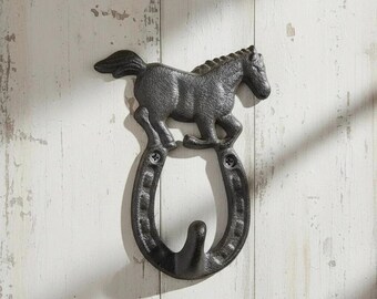 Horseshoe Wall Hook, Cast Iron for Coats, Hats or Leashes, 5.7"
