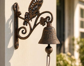 Butterfly Doorbell, Cast Iron Garden Porch Bell and Chime