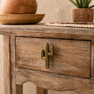 Cactus Drawer Pull, Antique Gold Cast Iron Cabinet Knob, 3"