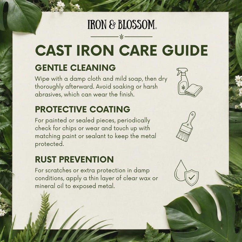Iron & Blossom cast iron care card