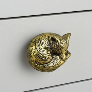 Fox Head Drawer Knob, Gold Cast Iron Cabinet Pull Hardware, 2.5"
