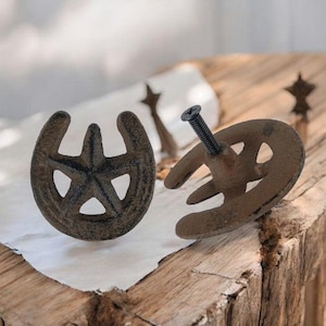 Horseshoe Star Cast Iron Drawer Pull Knob – Western Farmhouse Cabinet Handle, Dresser, Kitchen, Hardware