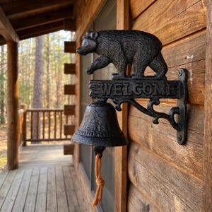 Bear Doorbell, Black Cast Iron, Porch Bell, 7"