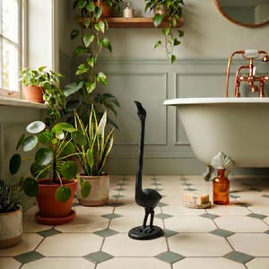 Flamingo Toilet Paper Holder, Black Cast Iron Bathroom Decor, 17.5" GB78009 shot 3