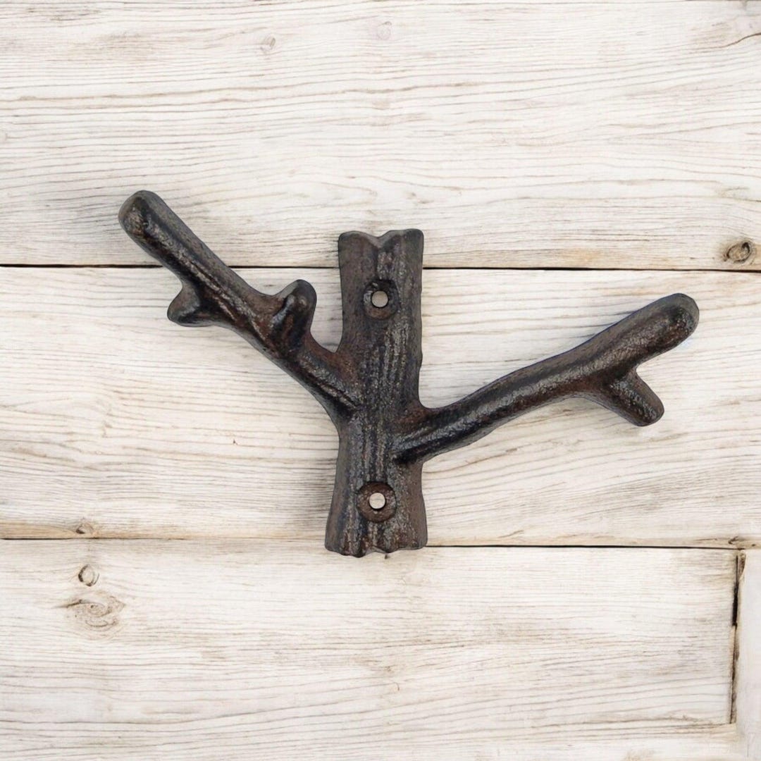 Nature-inspired Cast Iron Branch Hook – Rustic Wall Organizer - Etsy