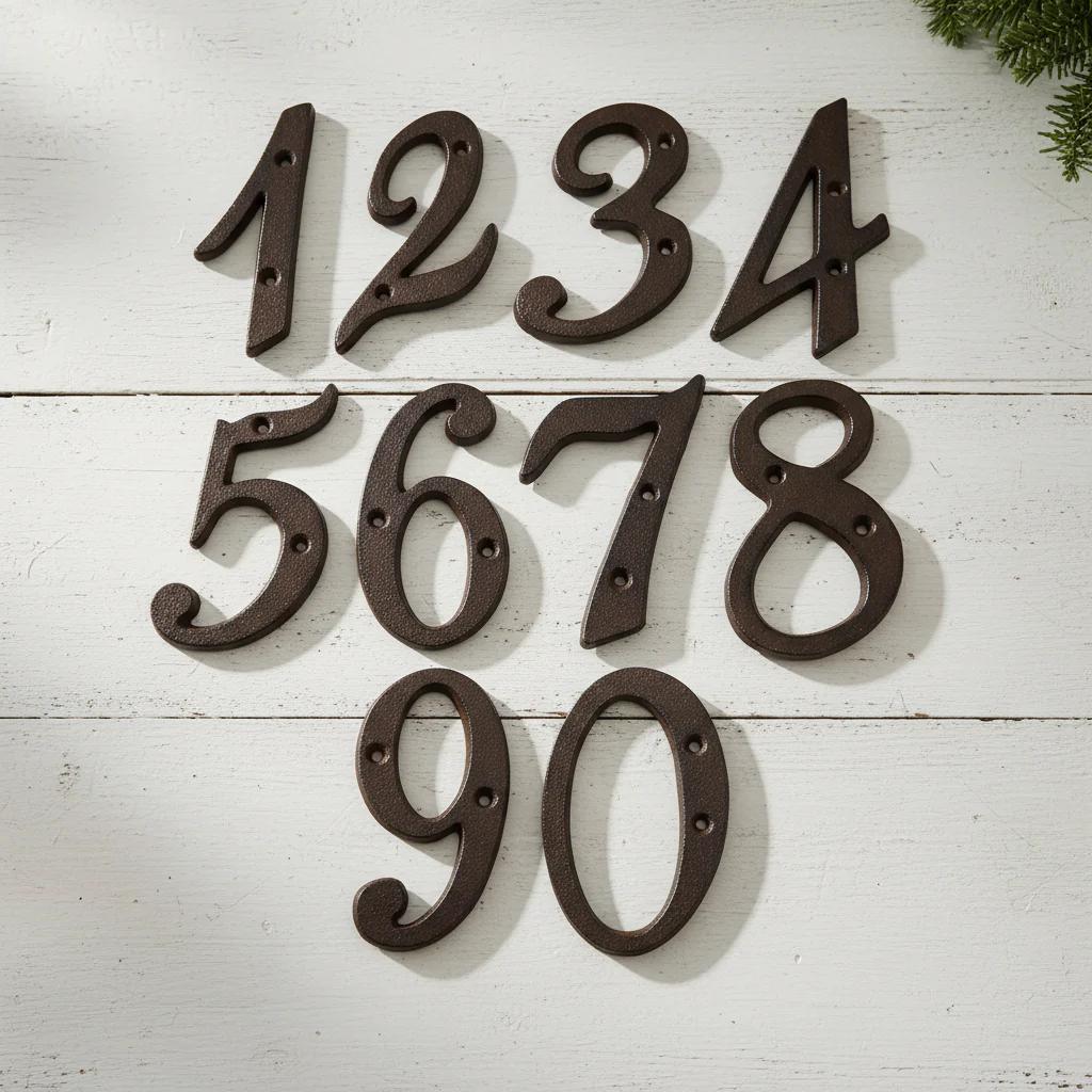 Metal Digital House Sign Cast Iron Numbers Doorplate Iron Brand Durable DIY Cafe Shop Wall Decor Family Garden Store Gift - 13