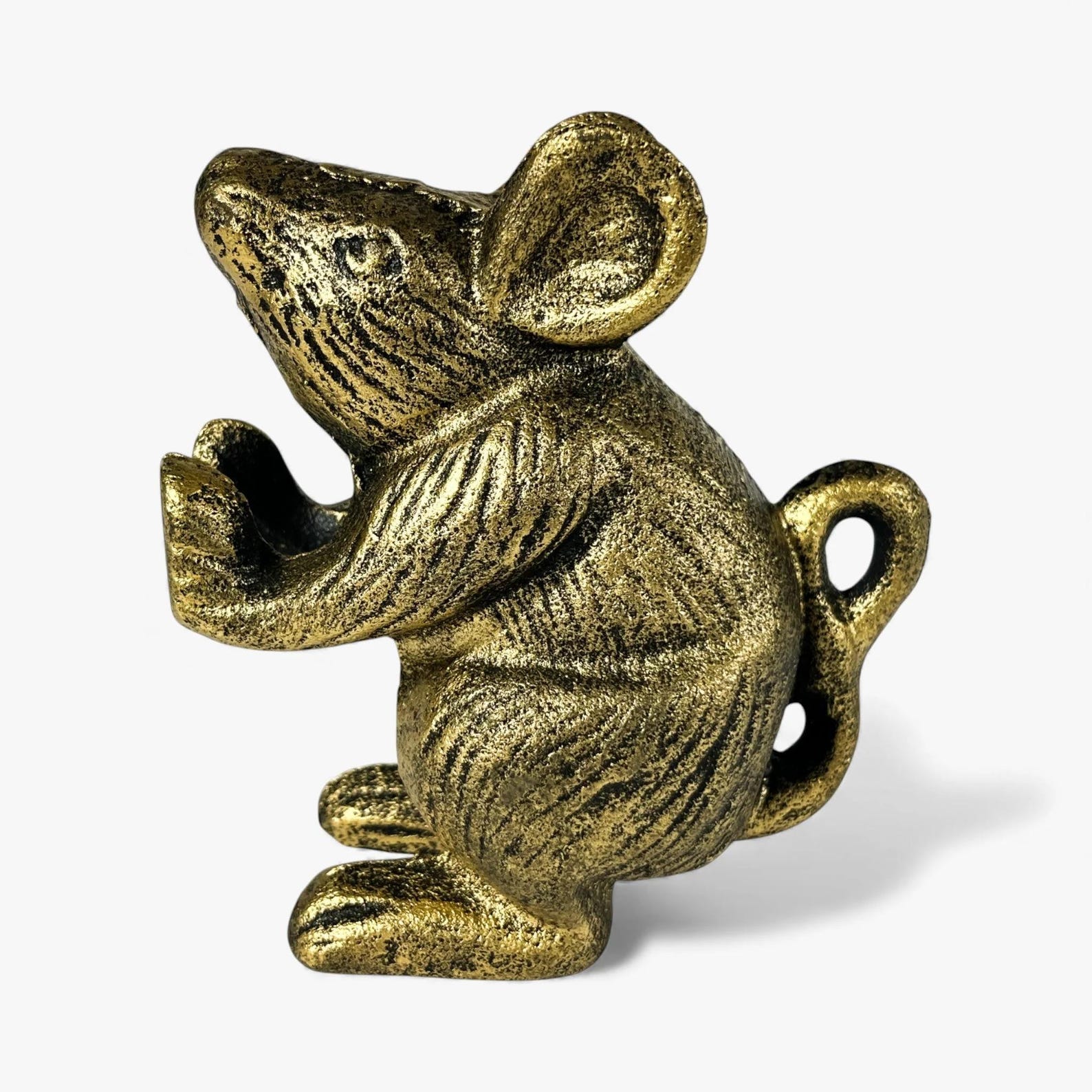 Mouse Cast Iron Gold Decorative Bookend