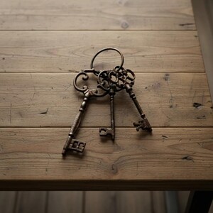Skeleton Key Set, Vintage Cast Iron Wall or Shelf Display, 10.2"