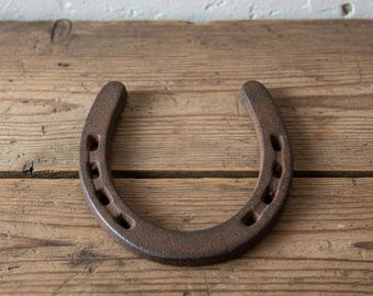 Horseshoe Wall Plaque, Cast Iron Western Good Luck Wall Decor, 4.5"