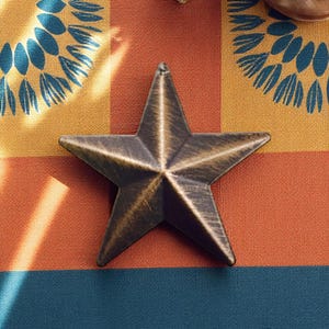 Small Rustic Metal Barn Star Brushed Bronze Copper Tin Wall Decor Western Style - Set of 12