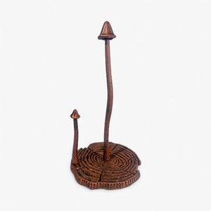 Mushroom Paper Towel Holder, Rustic Copper Cast Iron Kitchen Decor, 13" Bild 3