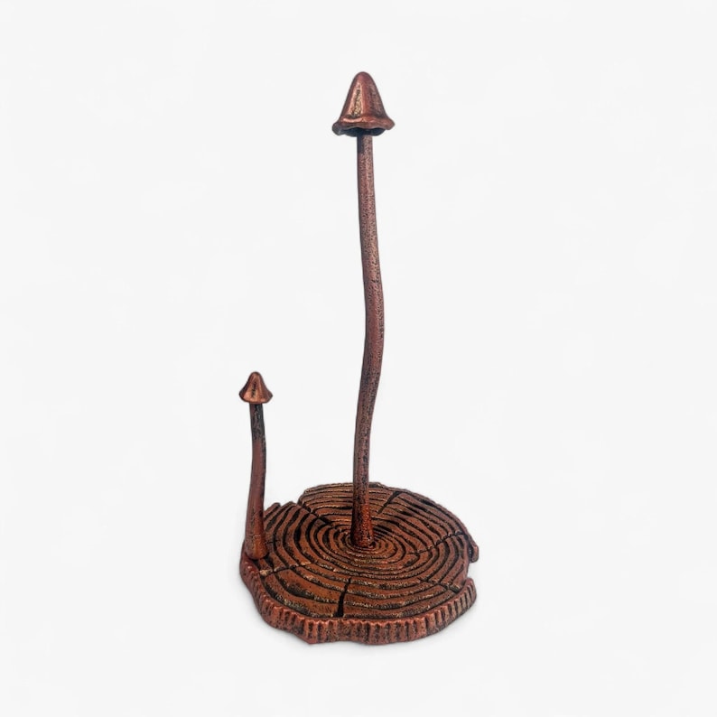 Mushroom Paper Towel Holder, Rustic Copper Cast Iron Kitchen Decor, 13" Bild 3