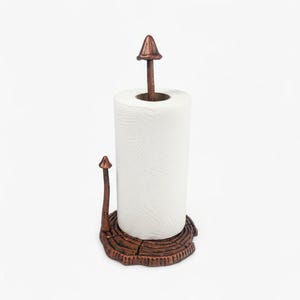 Mushroom Paper Towel Holder, Rustic Copper Cast Iron Kitchen Decor, 13" Bild 2